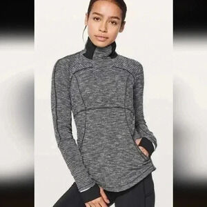 Lululemon Base Runner 1/2 Zip Coco Pique Black White / Black